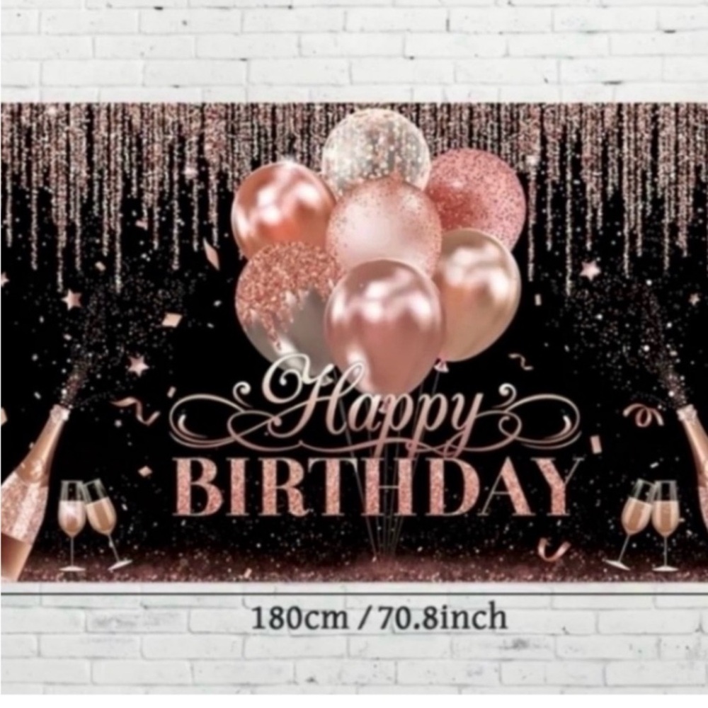 Rose Gold Happy Birthday Party Backdrop 180cm